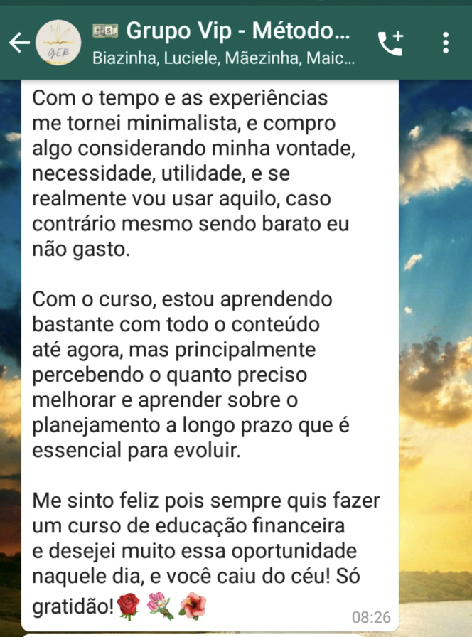 Depoimento de aluna da Luciele Peranconi
