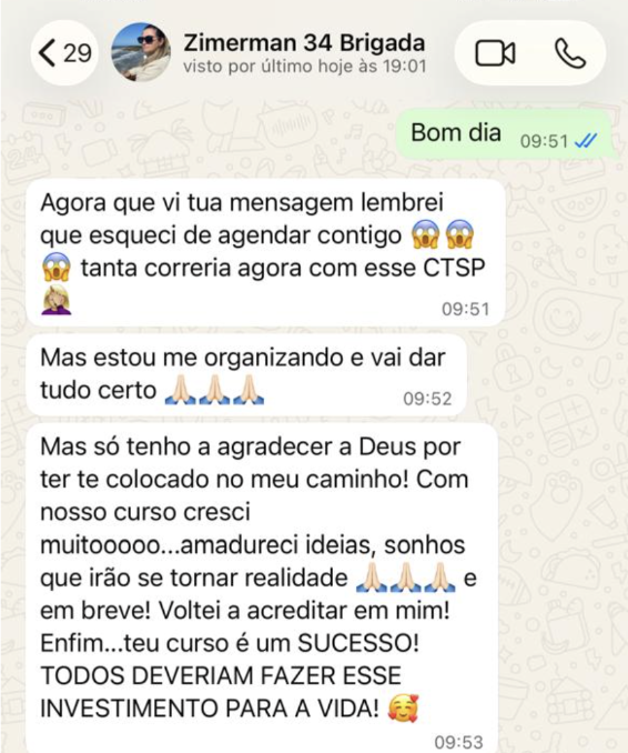 Depoimento de aluna da Luciele Peranconi