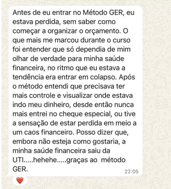 Depoimento de aluna da Luciele Peranconi